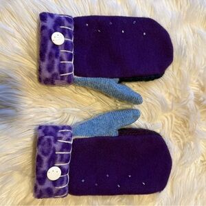 Purple and blue handmade mittens